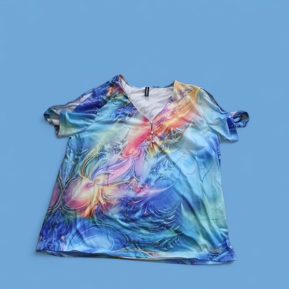 Multicolor V-Neck Women's Top